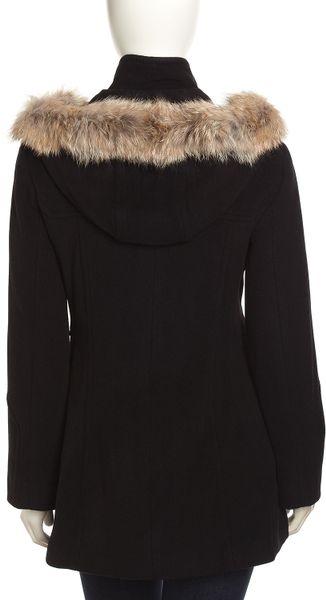 Marc New York By Andrew Marc Fur Leather Trim Coat with Toggle Closures ...