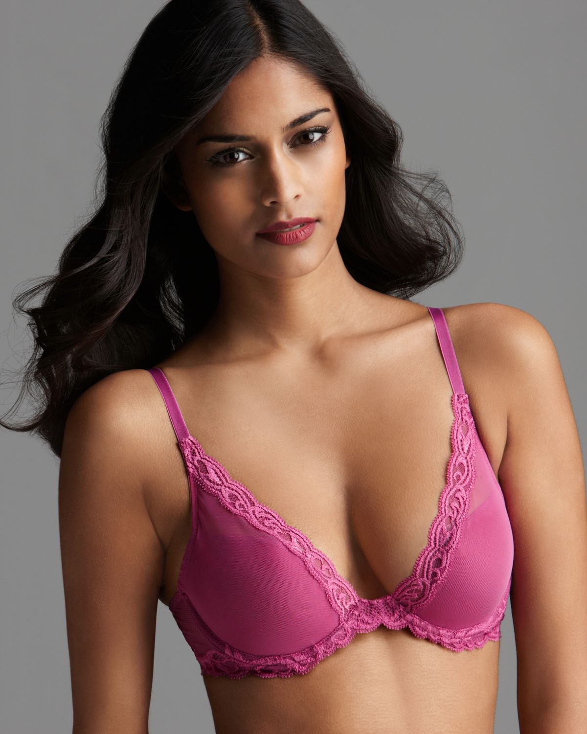 Lyst Natori Plunge Bra Feathers Contour In Purple