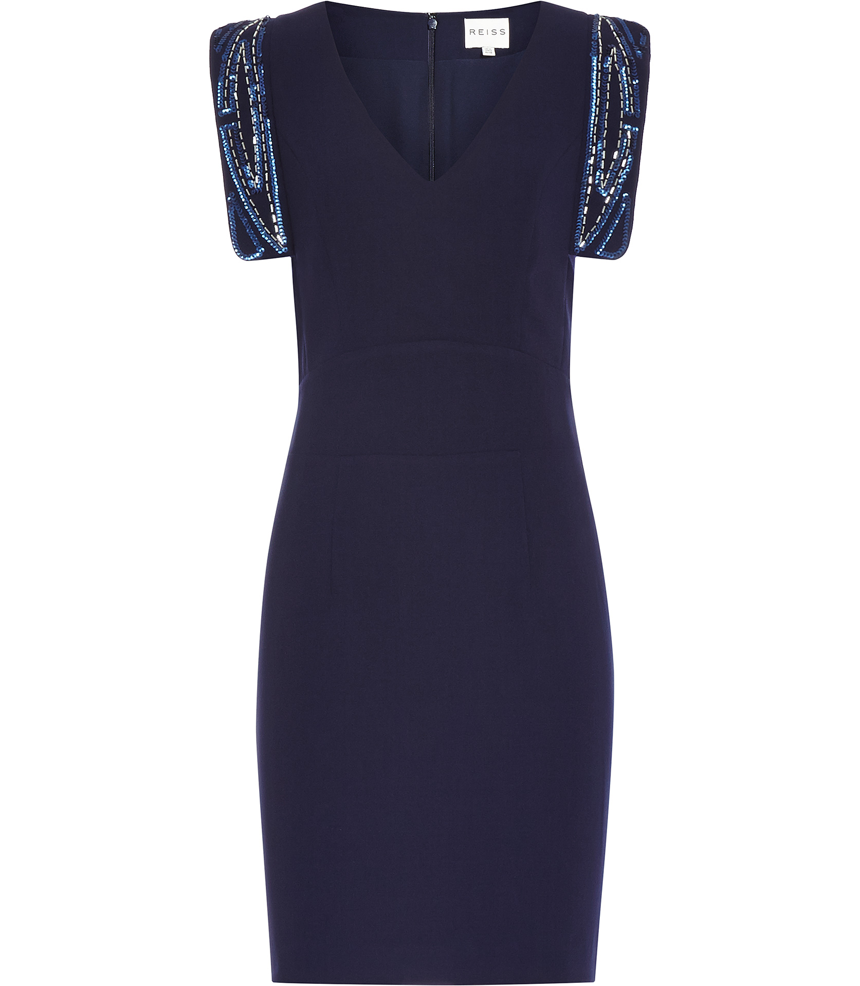 Reiss Riviera Embellished Shoulder Short Dress in Blue | Lyst