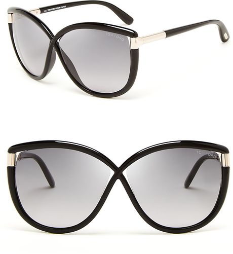 Tom Ford Abbey Oversized Sunglasses in Black (Black/Rose Gold) | Lyst