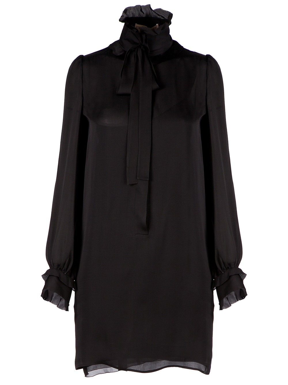 Black silk funnel neck pussy bow dress from emilio pucci featuring a ...