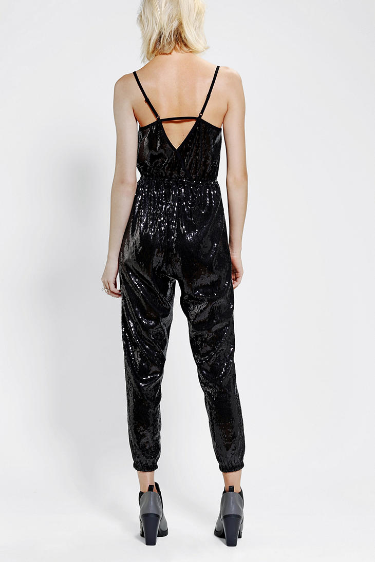 Lyst - Urban Outfitters Sparkle Fade Sequin Jumpsuit in Black