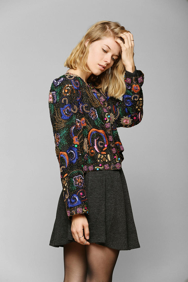 urban outfitters black vintage cosmic sequin jacket product 3 14773211 364237706