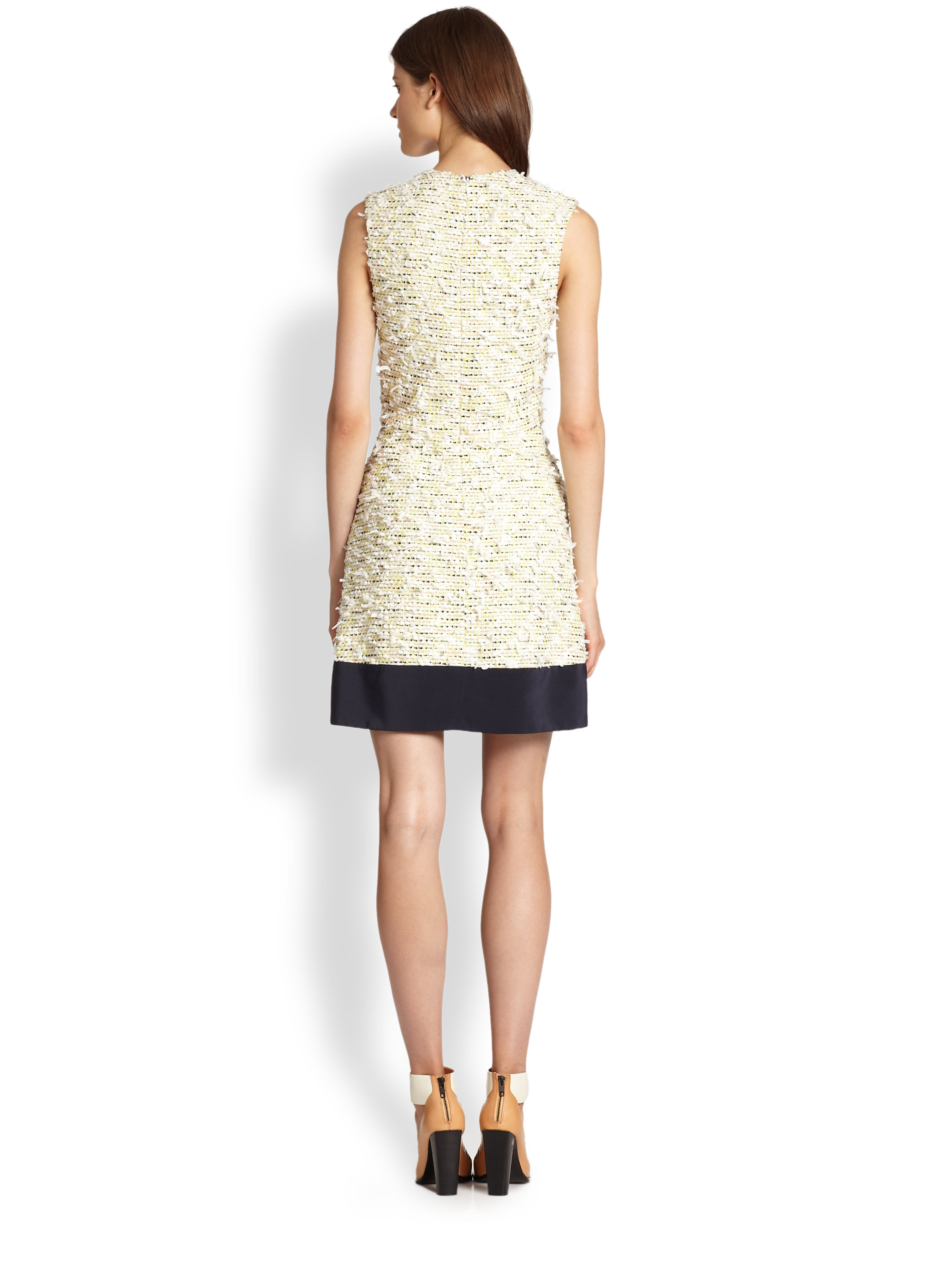 Lyst - 3.1 phillip lim Silktrimmed Frayed Boucle Dress in Natural