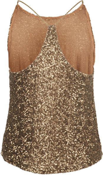Topshop Clayton Sequin Vest Top By Goldie in Gold | Lyst