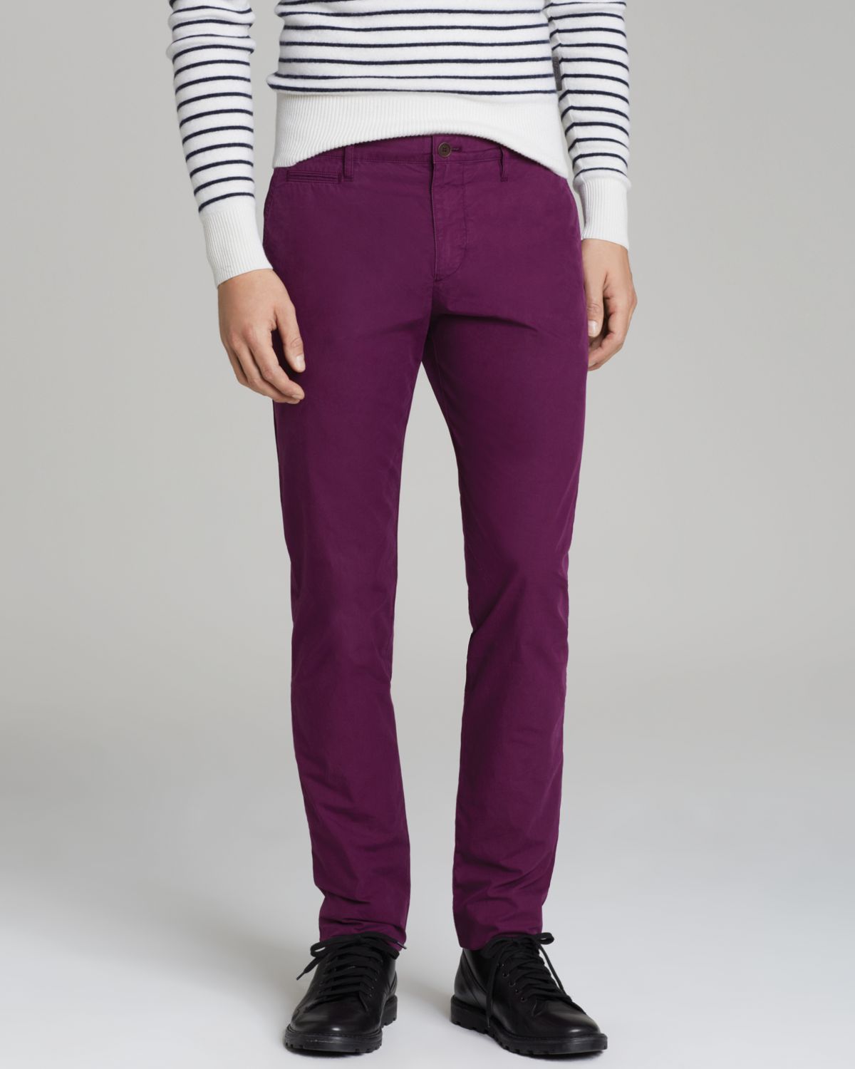 Burberry Brit Slim Chino Pants in Purple for Men | Lyst