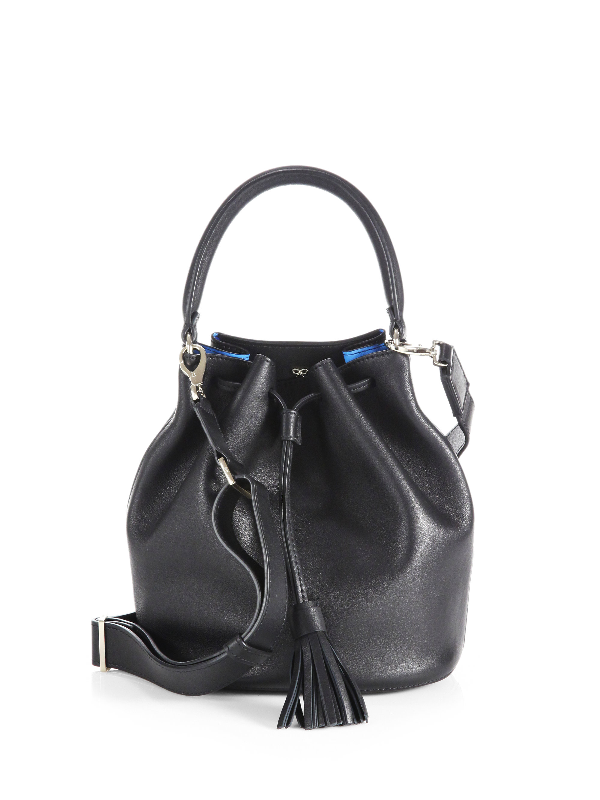 Anya Hindmarch Crossbody Leather Bucket Bag in Black | Lyst