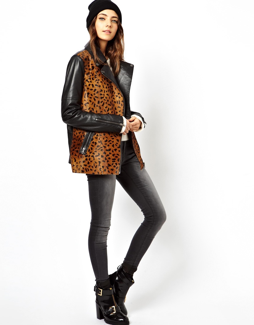 Asos Longline Hair On Leopard Print Leather In Multicolor Lyst Gallery