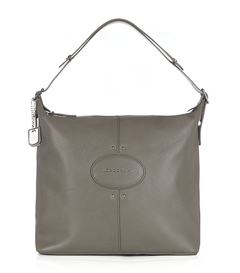 Longchamp Quadri Leather Hobo Bag in Black (silver) Lyst