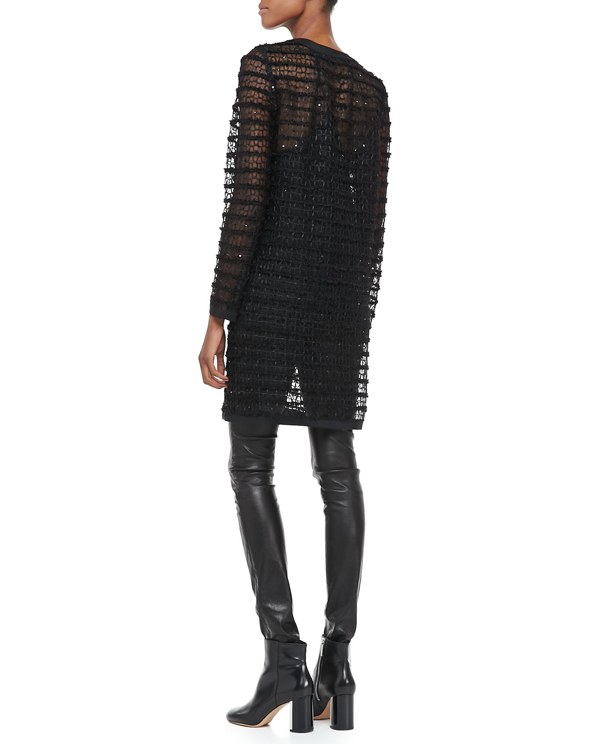 Lyst Milly Long Sheer Lace Jacket in Black