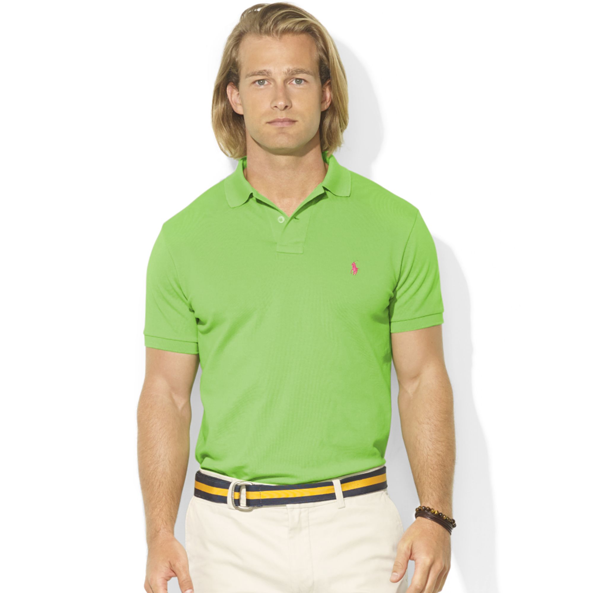 Ralph Lauren Customfit Shortsleeve Stretchmesh Polo in Green for Men ...
