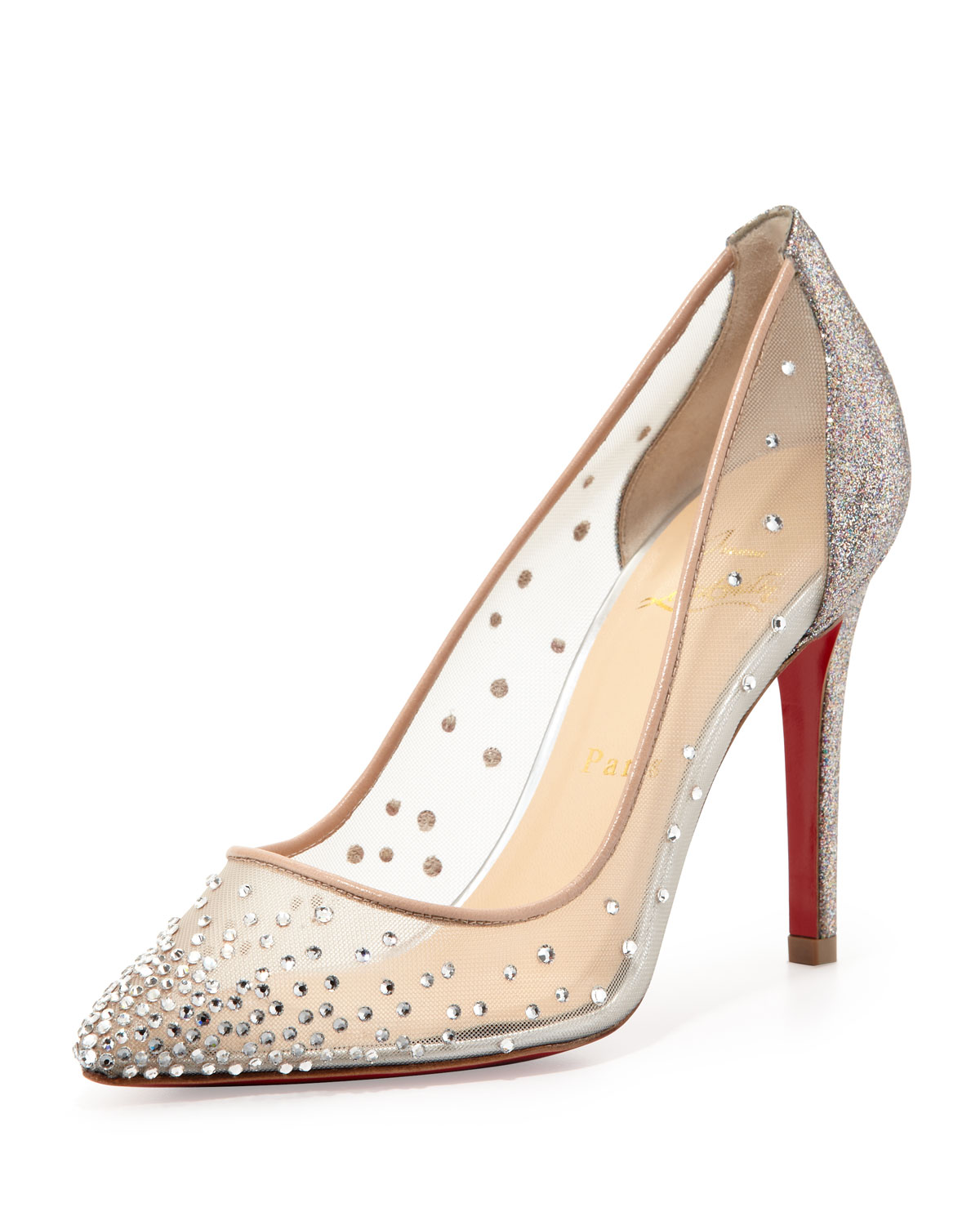 Christian Louboutin Body Strass Mesh Redsole Pump Grenadine in Silver ...