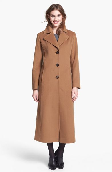 Fleurette Notch Collar Long Wool Coat in Brown (Vicuna) | Lyst