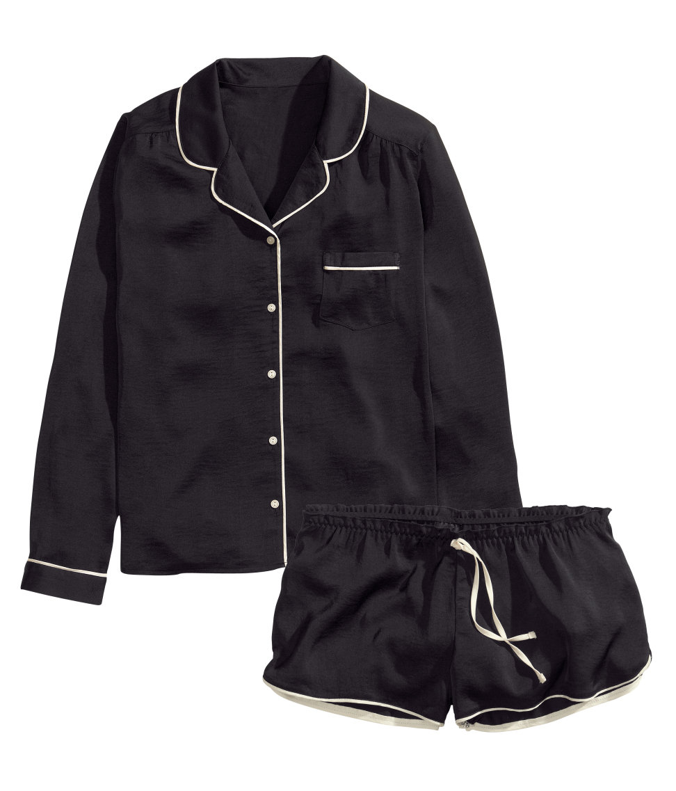 Lyst - H&M Satin Pyjamas in Black