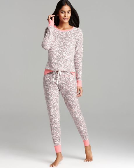 Kensie Always A Deer Thermal Cheetah Print Pajama Set in Beige (Nude ...