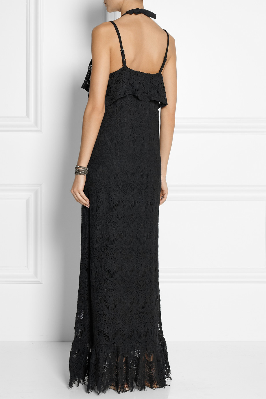 Melissa odabash Jamie Macramã© Lace Maxi Dress in Black | Lyst