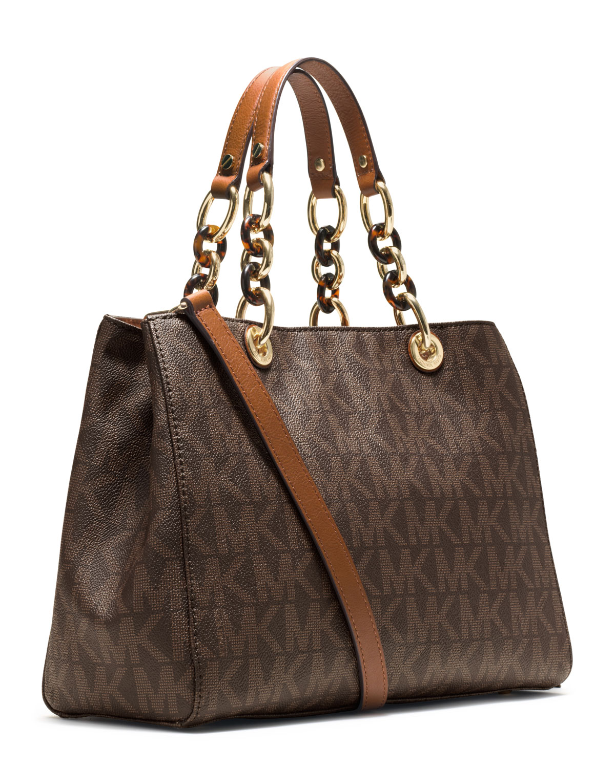 Michael Kors Michael Medium Cynthia Logo Satchel in Brown - Lyst