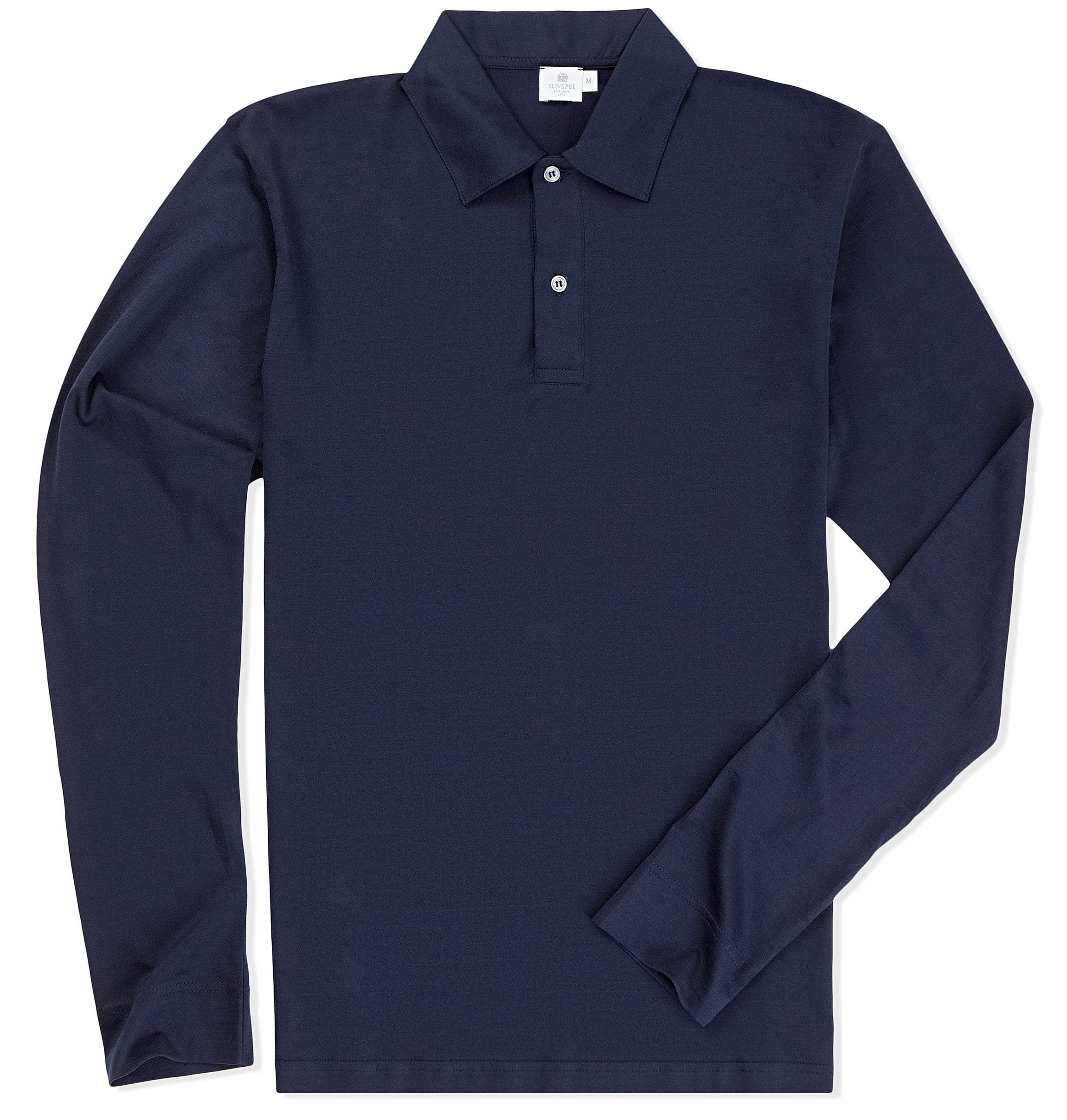 Sunspel Men's Long-staple Cotton Long Sleeve Jersey Polo Shirt in Blue ...