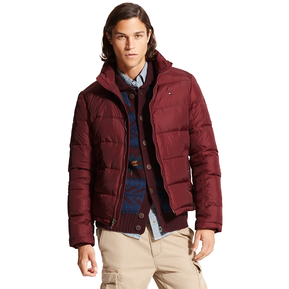 Tommy Hilfiger Puffer Jacket in Red for Men (BURGENDY) | Lyst