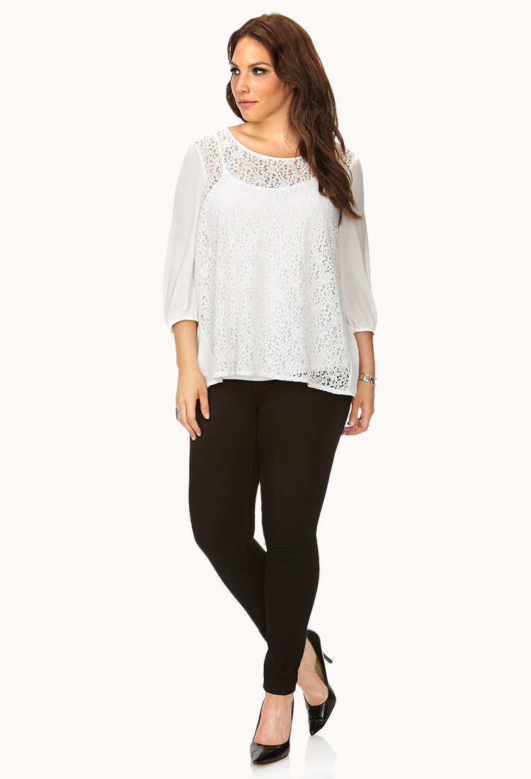 Lyst - Forever 21 Plus Size Poetic Embroidered Blouse in White