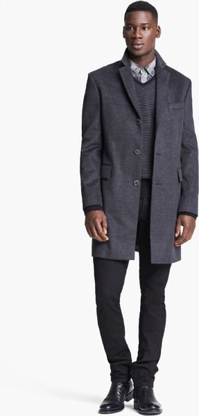 John Varvatos Newton Plaid Topcoat in Gray for Men (Plaid Grey) | Lyst