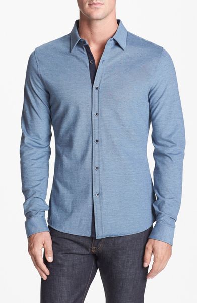 Michael Kors Birds Eye Knit Shirt in Blue for Men (Sky) | Lyst