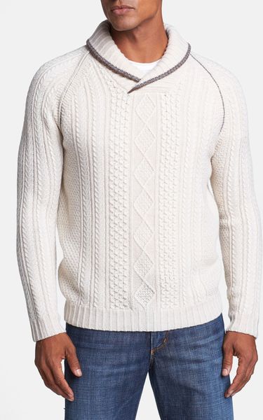 Tommy Bahama Bridgedeck Shawl Collar Lambswool Blend Sweater in White ...
