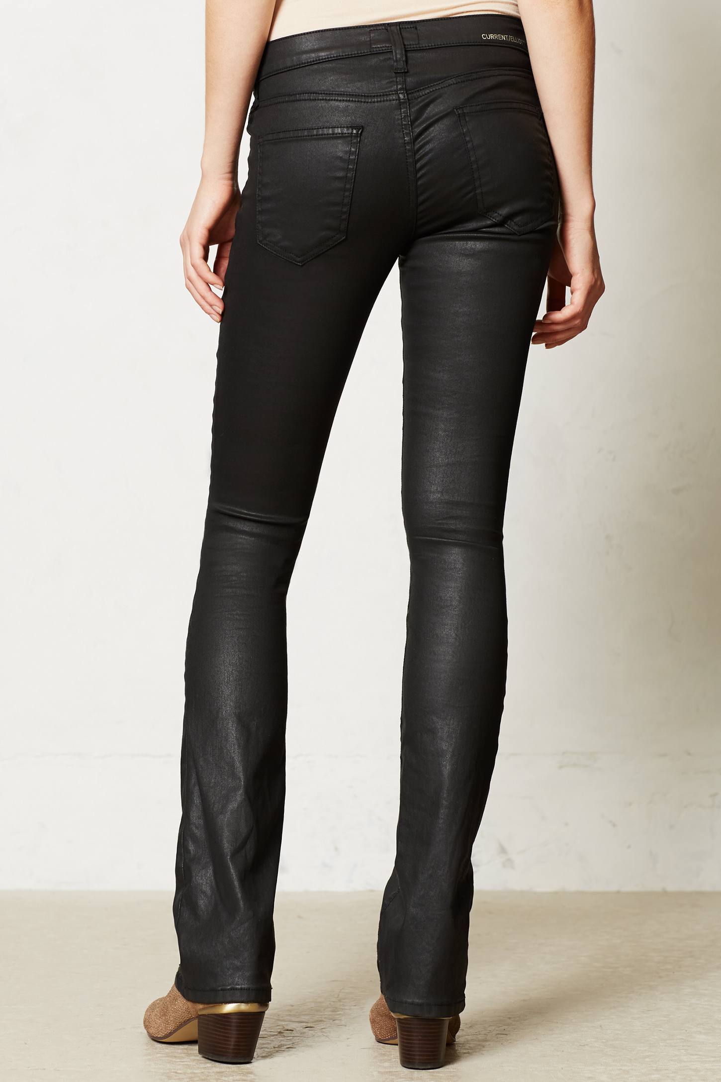 Current/elliott Coated Slim Bootcut Jeans in Black