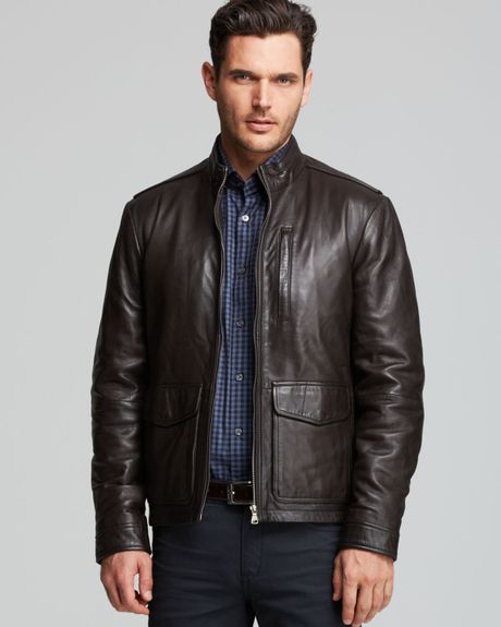 Hugo Boss Leather Double Pocket Jacket in Brown for Men (Dark Brown) | Lyst