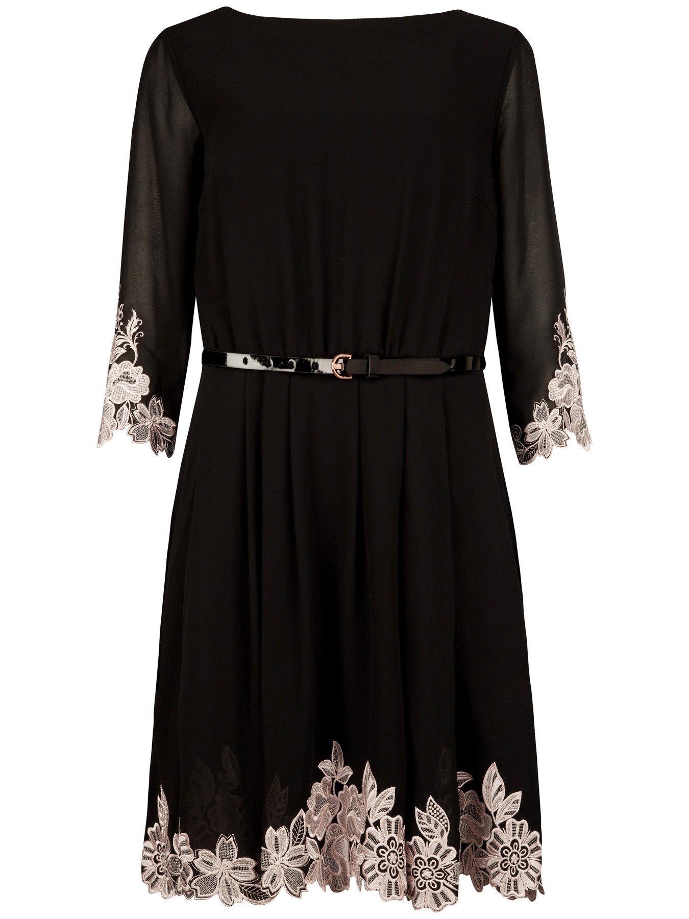 Ted Baker Heavy Lace Embroidered Dress in Black | Lyst