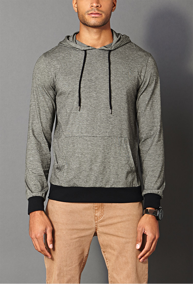 Lyst - Forever 21 Minimalist Heathered Hoodie in Black for Men