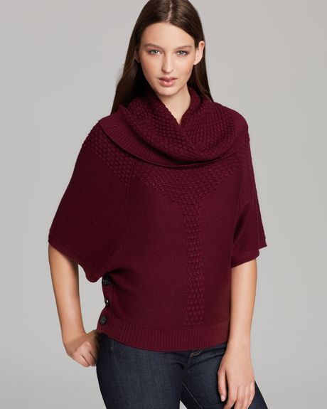 Adrianna Papell Dolman Sleeve Sweater with Removable Cowl Neck in Red ...