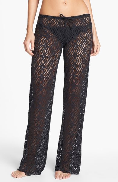 Becca Crochet Coverup Pants in Black | Lyst