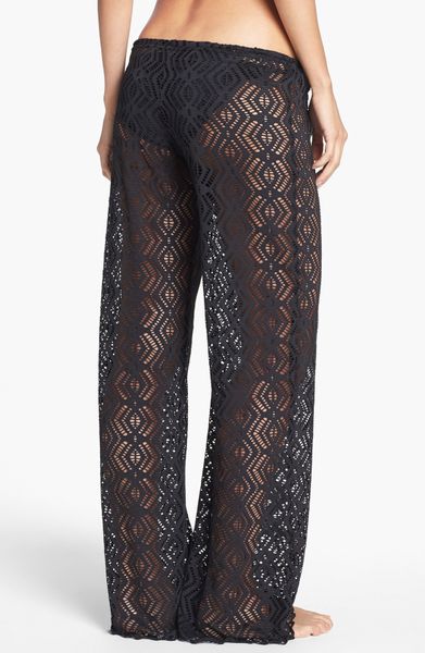 Becca Crochet Coverup Pants in Black | Lyst