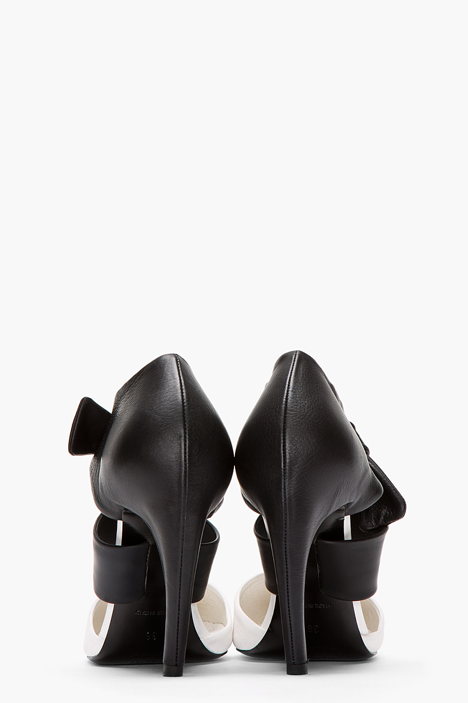 Proenza schouler Black and White Leather Ankle Bow Dorsay Horn Heels in
