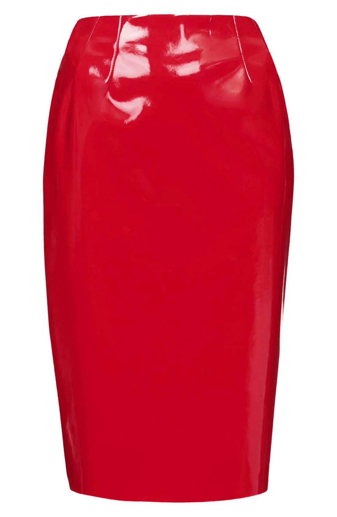 Topshop Vinyl Pencil Skirt in Red | Lyst