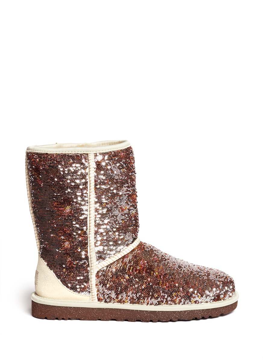 Ugg Classic Short Sparkles Boots in Animal (Multi-colour,Metallic) | Lyst