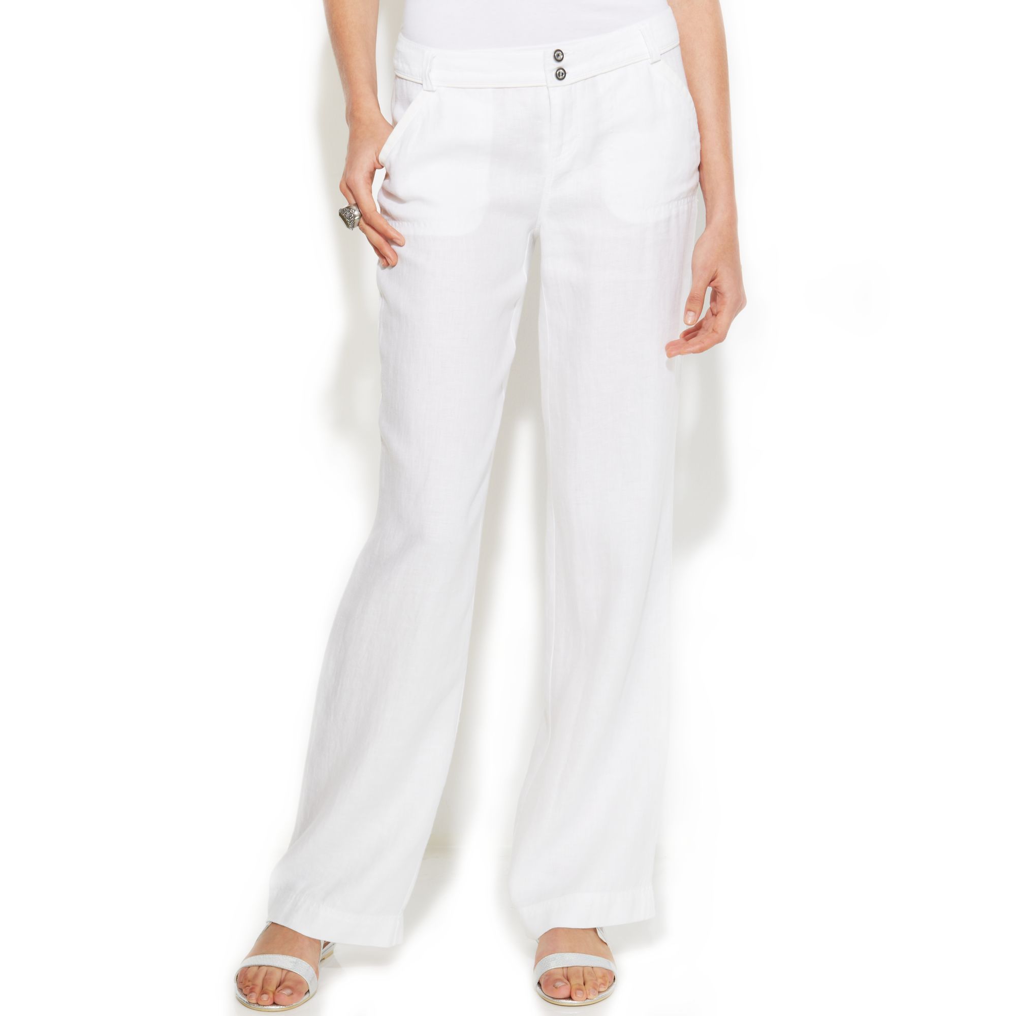 Inc international concepts Linen Pants in White | Lyst