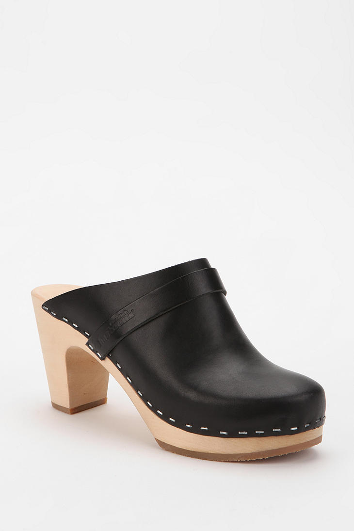 Urban outfitters Swedish Hasbeens Heeled Clog in Black | Lyst