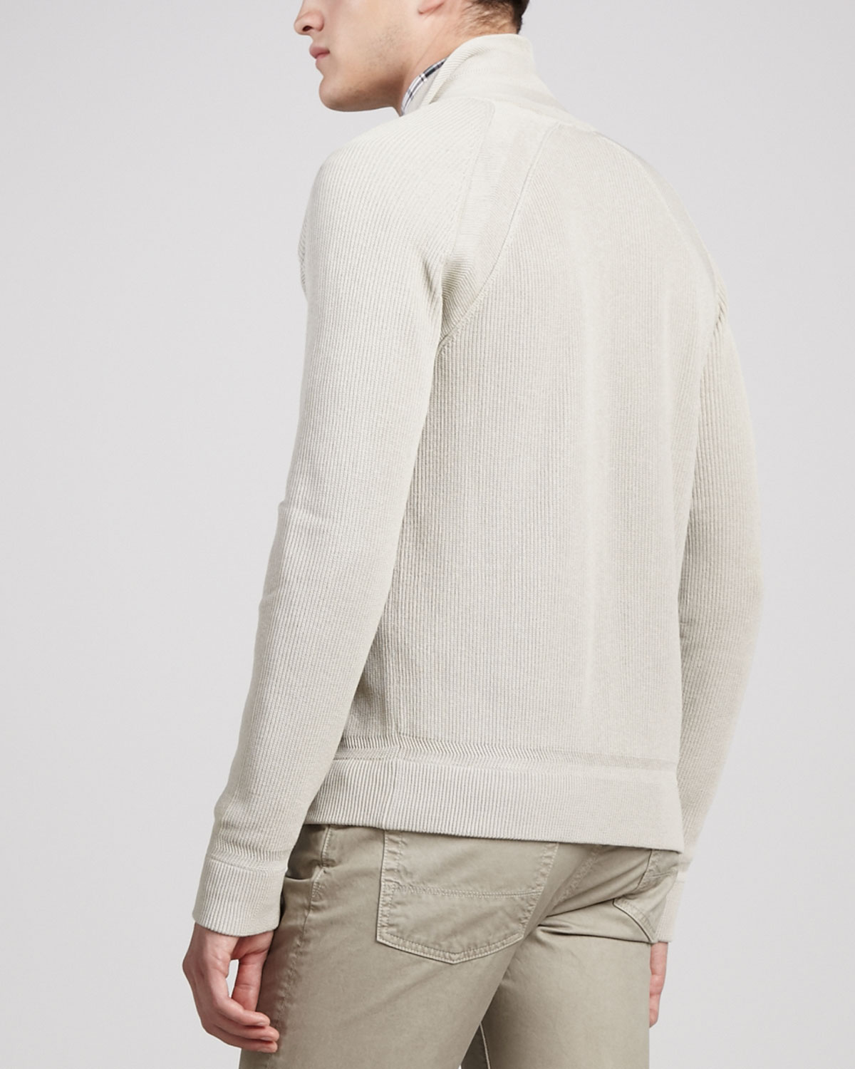 Lyst - Vince Ribbed Cotton Cardigan in White for Men