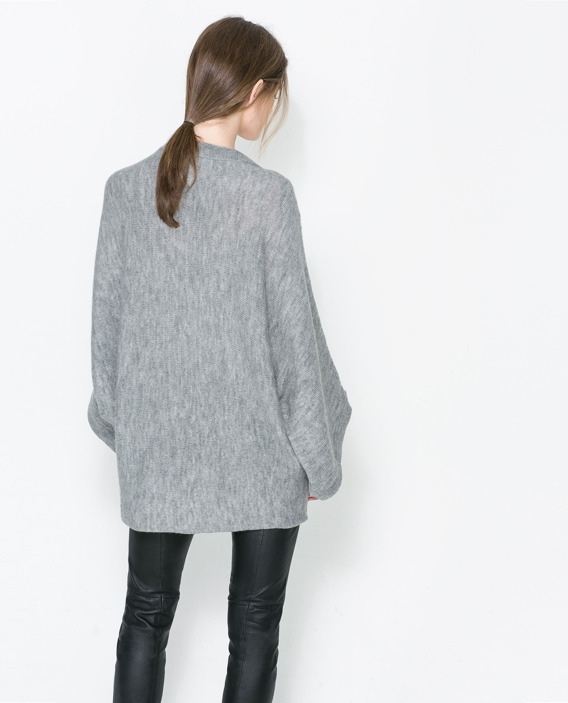 Zara Poncho Sweater in Gray | Lyst