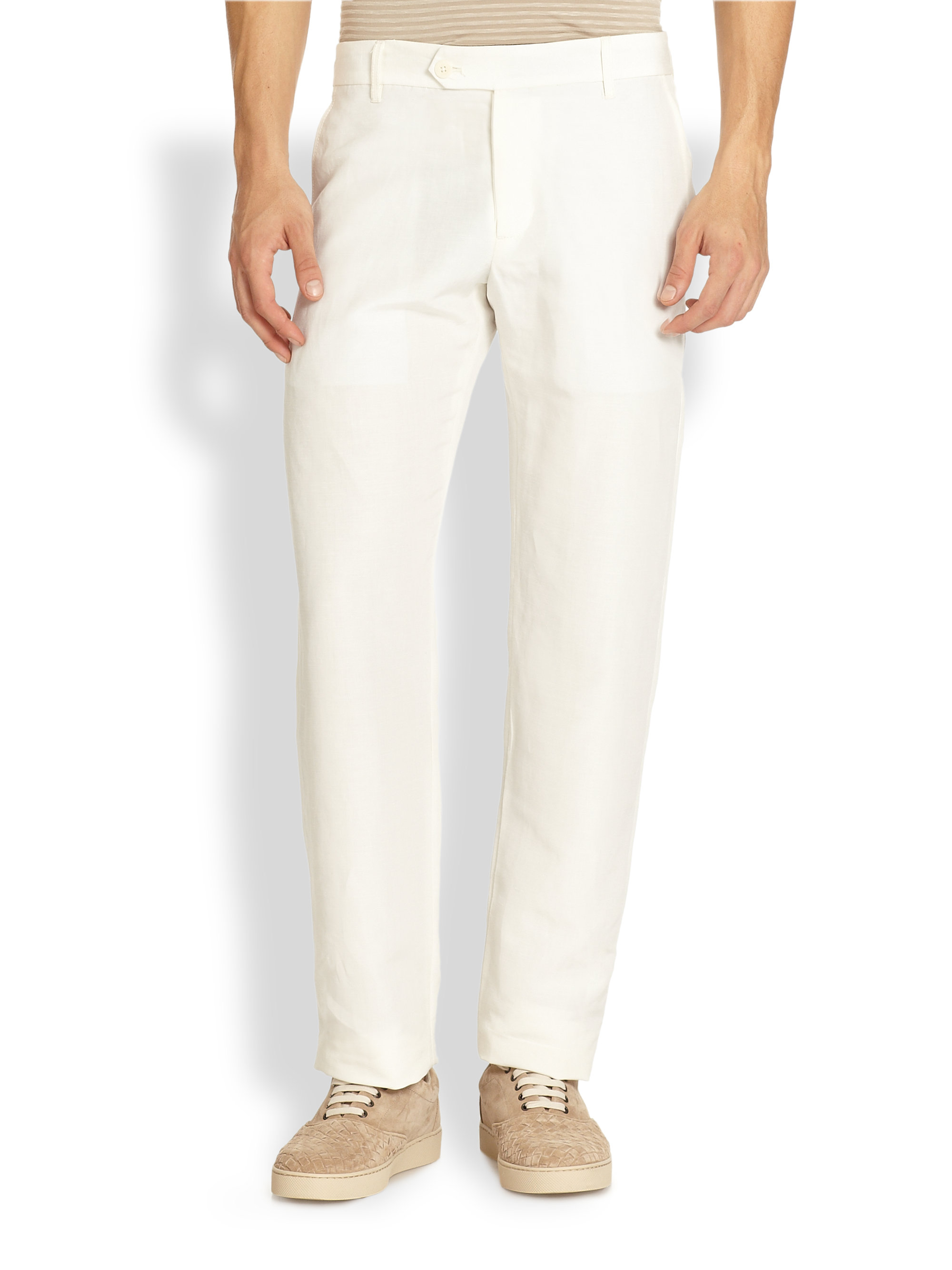 Armani Linen & Silk Pants in Natural for Men | Lyst