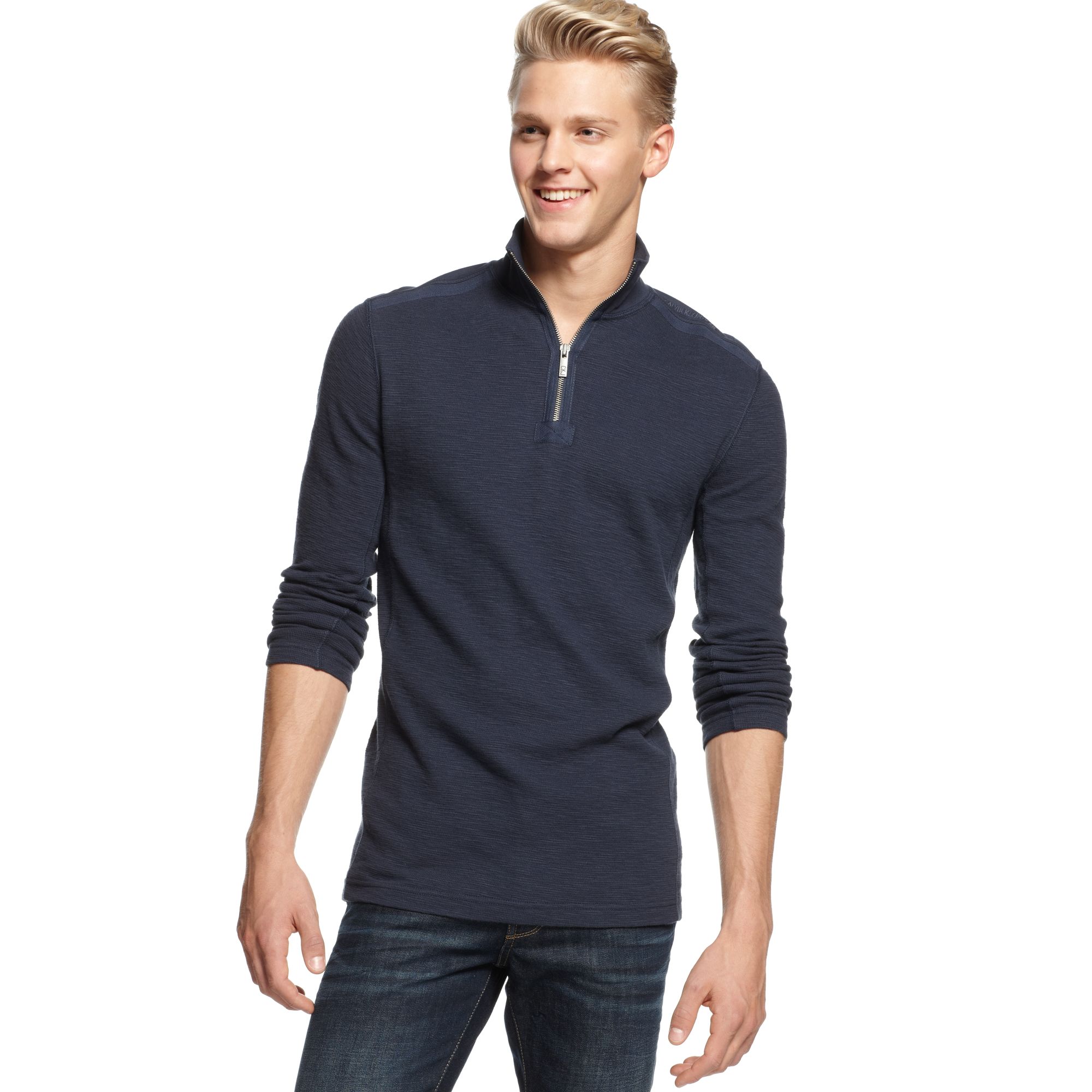 Calvin Klein Jeans Quarterzip Thermal Shirt in Blue for Men (Navy ...