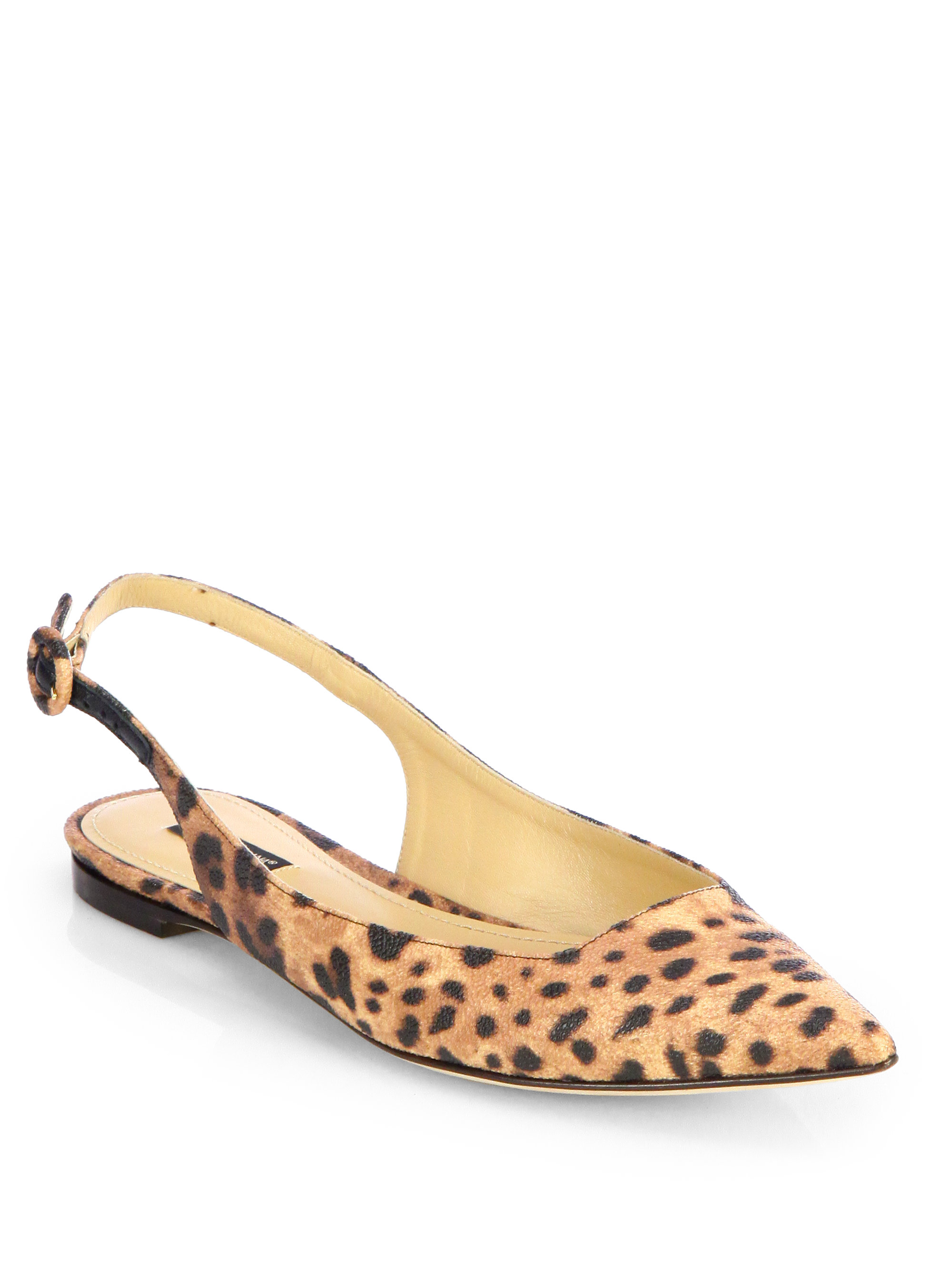 Dolce & Gabbana Leopardprint Slingback Flats in Brown (LEOPARD) | Lyst