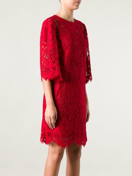 Dolce & Gabbana Lace Dress in Red | Lyst