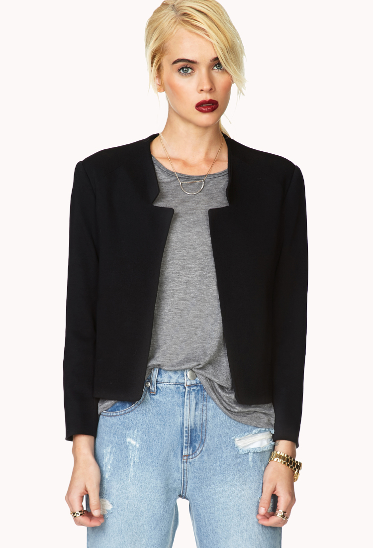 Forever 21 Sophisticated Cropped Blazer in Black - Lyst