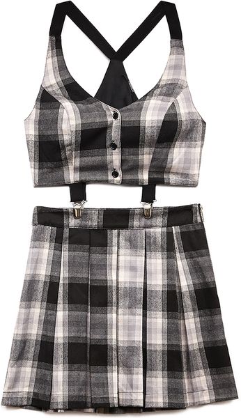 Forever 21 School Girl Suspender Dress in Black (Taupe/black) | Lyst