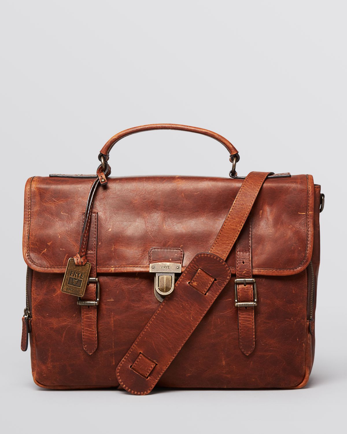 Frye Logan Leather Buckle Briefcase in Brown for Men (Cognac) | Lyst