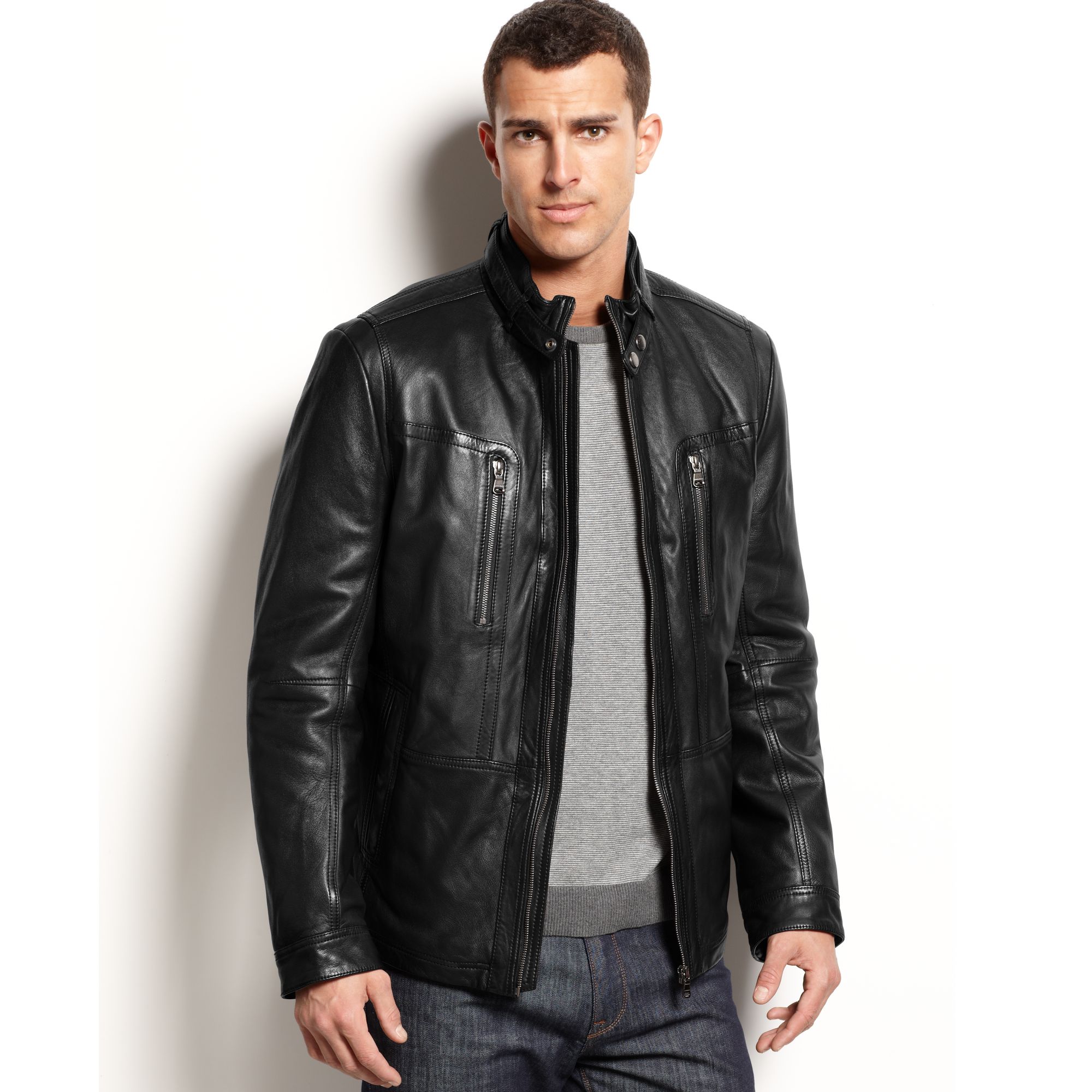 Hugo Boss Neldo Leather Jacket in Black for Men | Lyst