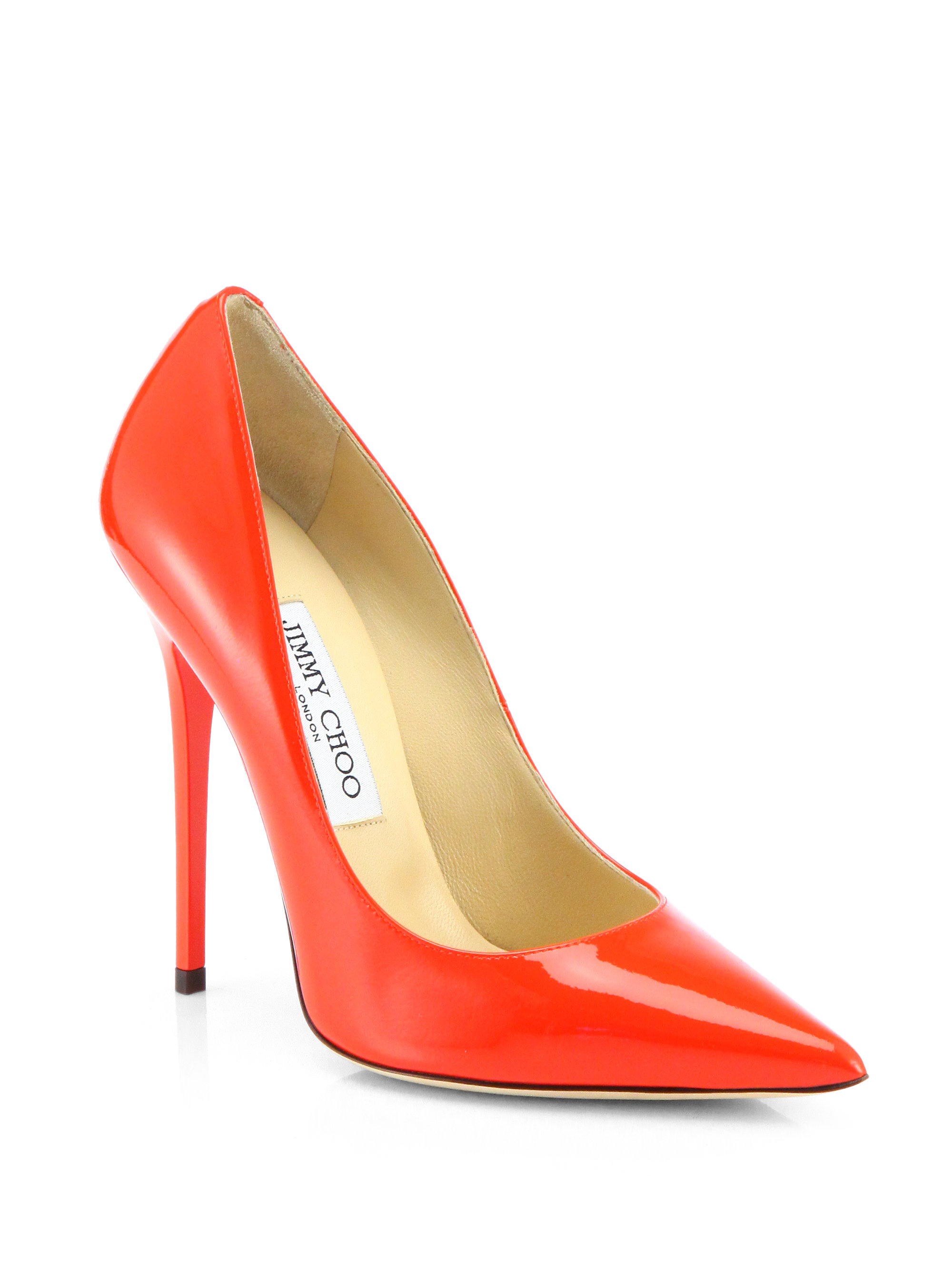 Jimmy Choo Anouk Patent Leather Pumps in Red (FLAME) | Lyst
